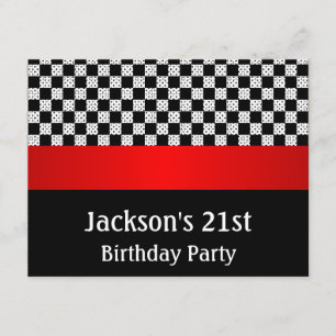 Convite Padrão de verificação de preto e branco Festa d