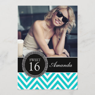 CONVITE PADRÃO DE ZIG ZAG CHEVRON, SEIS TEAIS, DOCE