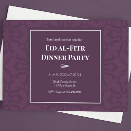 Convite Padrão Elegante Roxo Eid al-Fitr