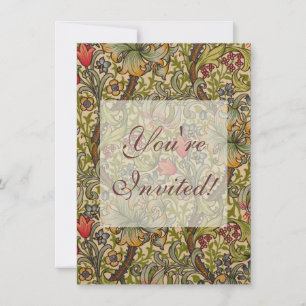 Convite Padrão Floral Antigo Lírio Dourado de William Morr