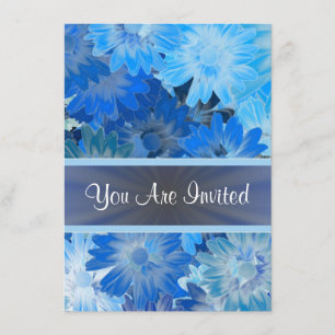 Convite Padrão floral azul em qualquer ocasião