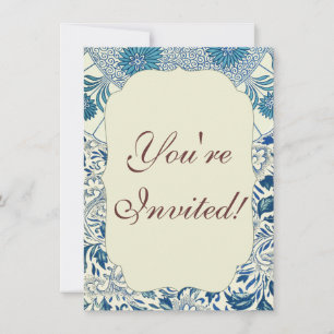 Convite Padrão floral azul Vintage