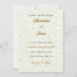 Convite Padrão floral branco de casamento