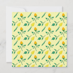 Convite Padrão floral com rosa amarela e flores tulipas