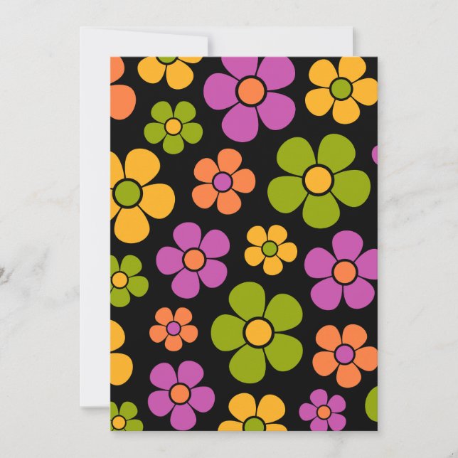 Convite Padrão Floral de Médio do estilo Reto 1960s (Frente)