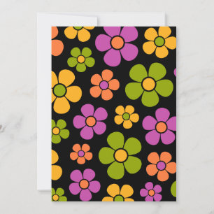 Convite Padrão Floral de Médio do estilo Reto 1960s