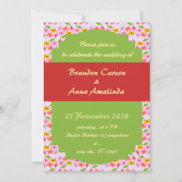 Convite Padrão Floral Pastel Adorável Rosa Macio Feminino