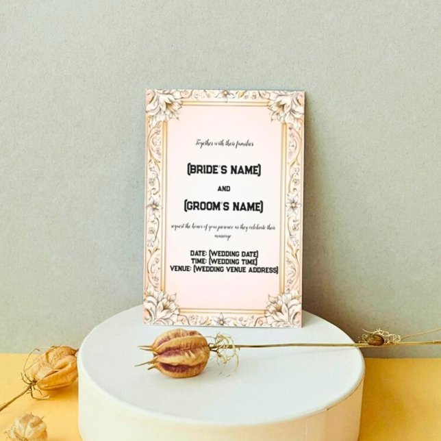 Convite Padrão Floral Personalizado Belo Casamento (Criador carregado)