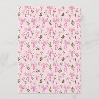 Convite Padrão Floral Sem Costura com Fita Rosa Fofa