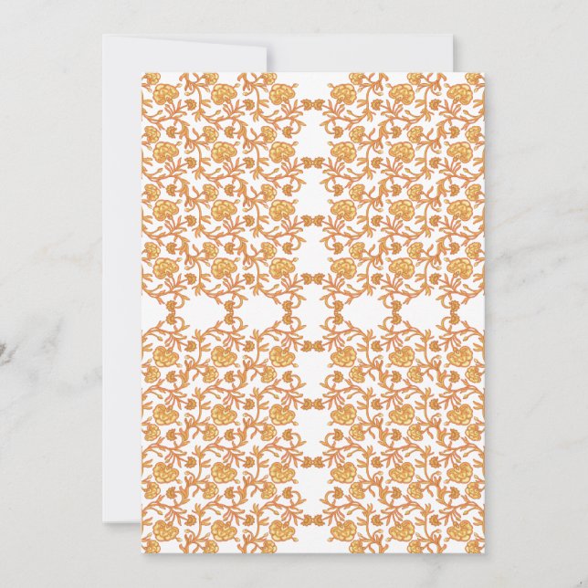 Convite Padrão floral simétrico com mosca laranja (Frente)