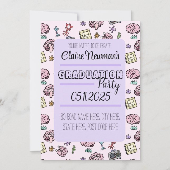 Convite Padrão Fofo de Neurociência (Frente)