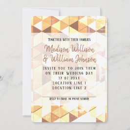 Convite Padrão geométrico dourado castanho dourado Casamen