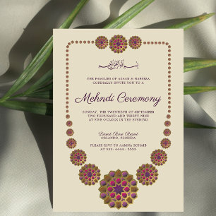 Convite Padrão Geométrico Islâmico Floral e Elegante Mehnd