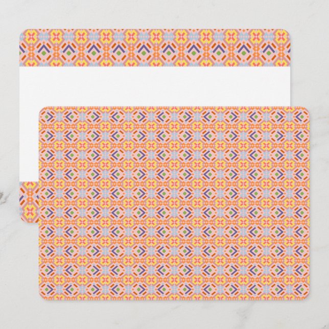 Convite Padrão Geométrico Mosaico Pixel Pastel Retro (Frente/Verso)