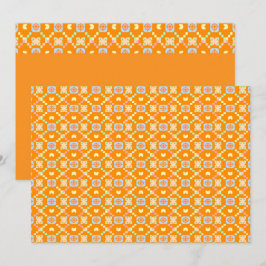 Convite Padrão Geométrico Pixelado Pastel em Laranja Vibra