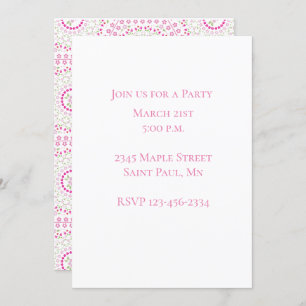 Convite Padrão Geométrico Simétrico, Cor-de-Rosa,