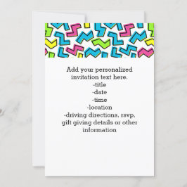 Convite Padrão Legal de Memphis  dos anos 80 na década de 