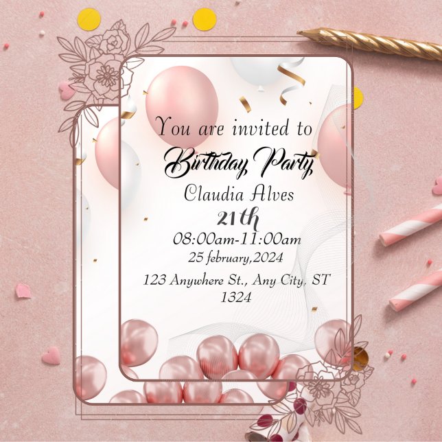 Convite padrão-leopardo aniversário de 21 anos preto-de-ou (Criador carregado)