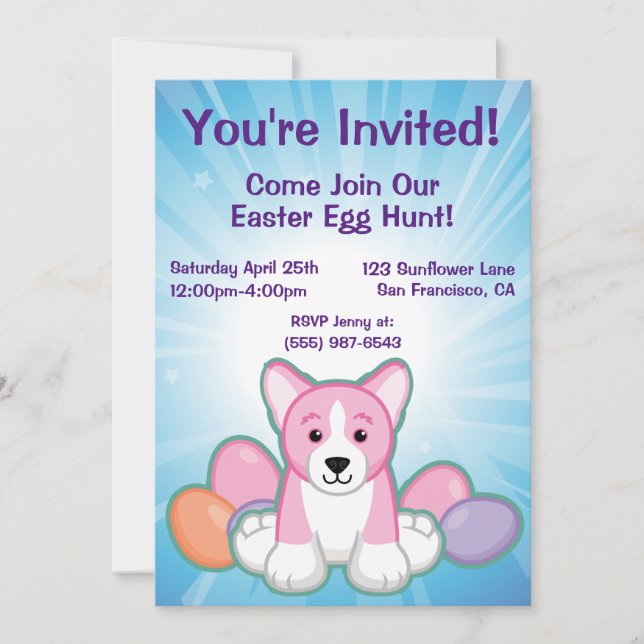 Convite Padrão Lil Primavera Corgi (Frente)