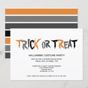 Convite Padrão Listrado de Halloween Trick or Treat