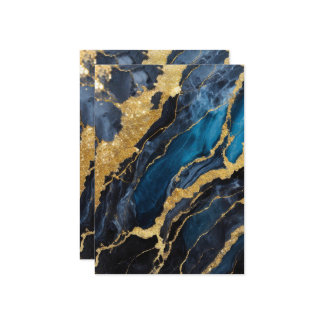 Convite Padrão Marble Azul com Dourado
