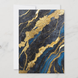 Convite Padrão Marble Azul com Dourado