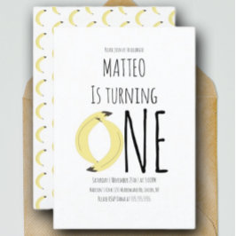 Convite Padrão Moderno de Banana Primeiro Aniversário Um