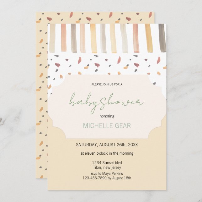 Convite Padrão Moderno de Cores de Pastel do outono (Frente/Verso)