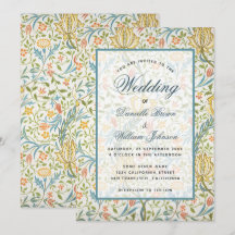 Padrão Morris Floral de Casamento, Script Elegante