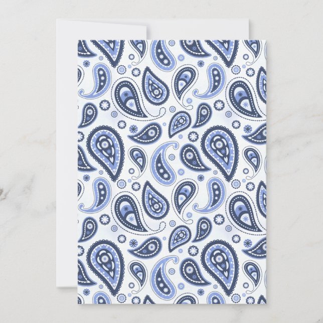 Convite Padrão Paisley Azul (Frente)