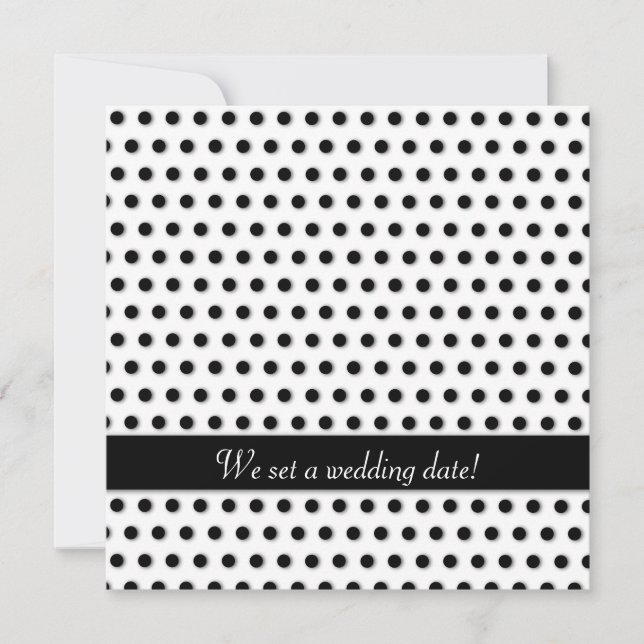 Convite Padrão Polkadot Preto de Tinta (Frente)