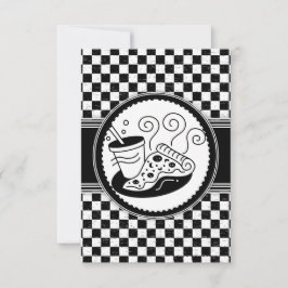 Convite Padrão preto-branco de pizza testado