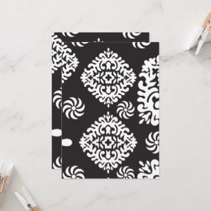 Convite Padrão preto e branco insípido com floreal