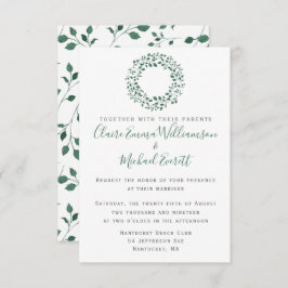 Convite Padrão Rustic Green Watercolor Foliage | Casamento