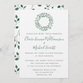 Convite Padrão Rustic Green Watercolor Foliage | Casamento