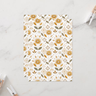 Convite Padrão sem costura Dourado e branco Floral