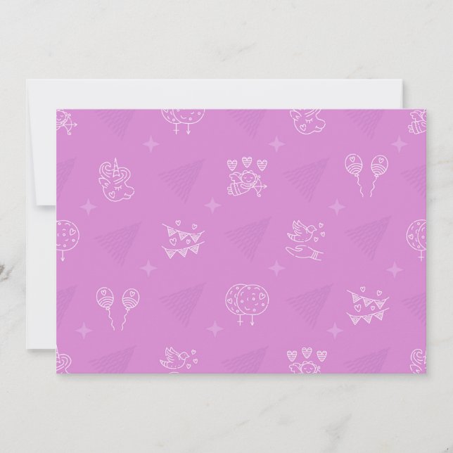 Convite Padrão sem costura romeno rosa (Frente)