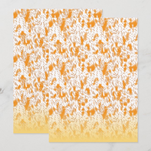 Convite Padrão têxtil com laranja vibrante e dourado (Frente/Verso)