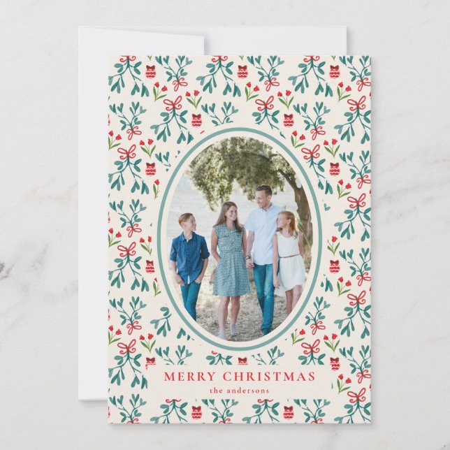 Convite Padrão tradicional verde e grande milenar vermelho (Frente)