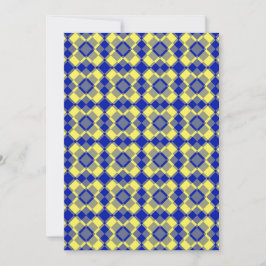 Convite Padrão Xadrez Argyle Azul Amarelo
