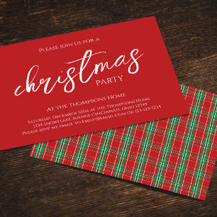 Convite Padrão Xadrez Natal Vermelho Verde