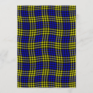 Convite Padrão Xadrez Quadriculado Azul Amarelo Sem Costur