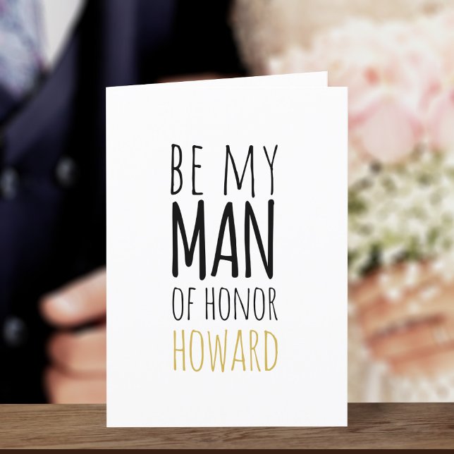 Convite Padrinho de casamento moderno seja meu homem de ho (Ask your Man of Honor to be by your side with this card. Just add your message)