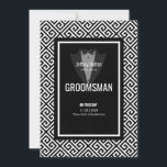 Convite Padrinho de smoking, padrinho de smoking preto e b<br><div class="desc">Padrinho de smoking terno de smoking preto e branco. você será meu padrinho,  padrinho de convites de smoking personalizados. Convites de despedida de solteiro elegantes em preto e branco. Confira o restante da coleção para ver belos enfeites para casa.</div>