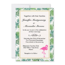 Padrões de Folhas Tropicais e Casamento Flamingo R