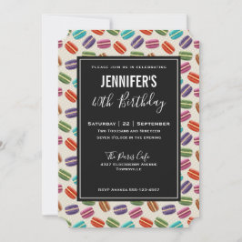 Convite Padrões de Macarões Coloridos Bonitos Aniversário