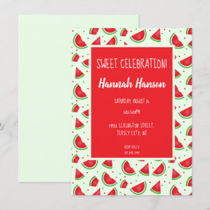 Convite Padrões de Melancia de Celebração Doce Verde Cl