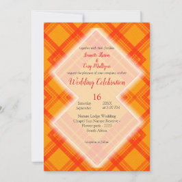 Convite Padrões de verificação cor vermelha e laranja
