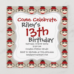 Convite Padrões Felizes De Macaco Vermelho Sorrindo De Div