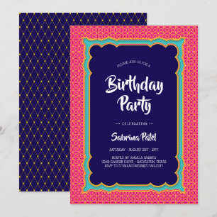 Convite Padrões Índia Festa de aniversário 1